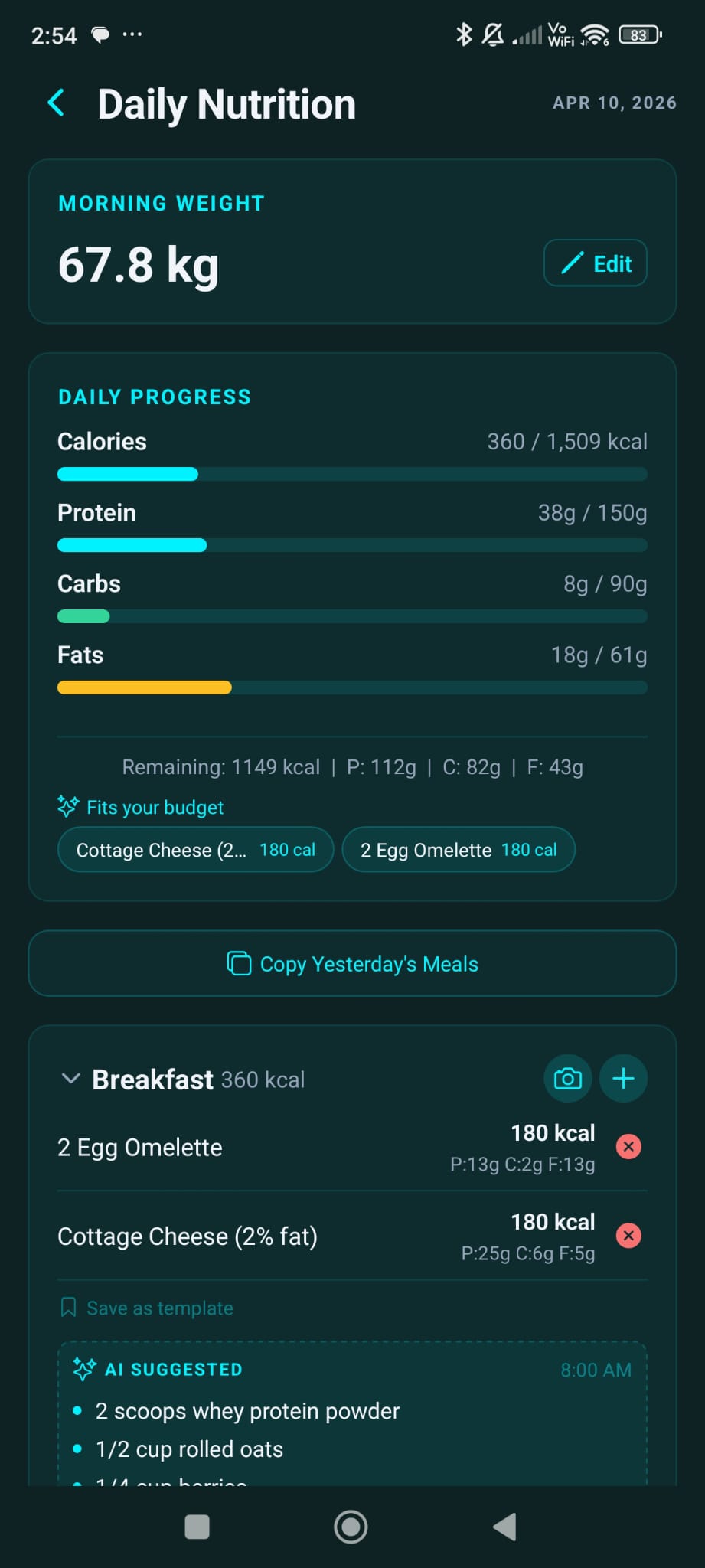 Daily Nutrition Tracking