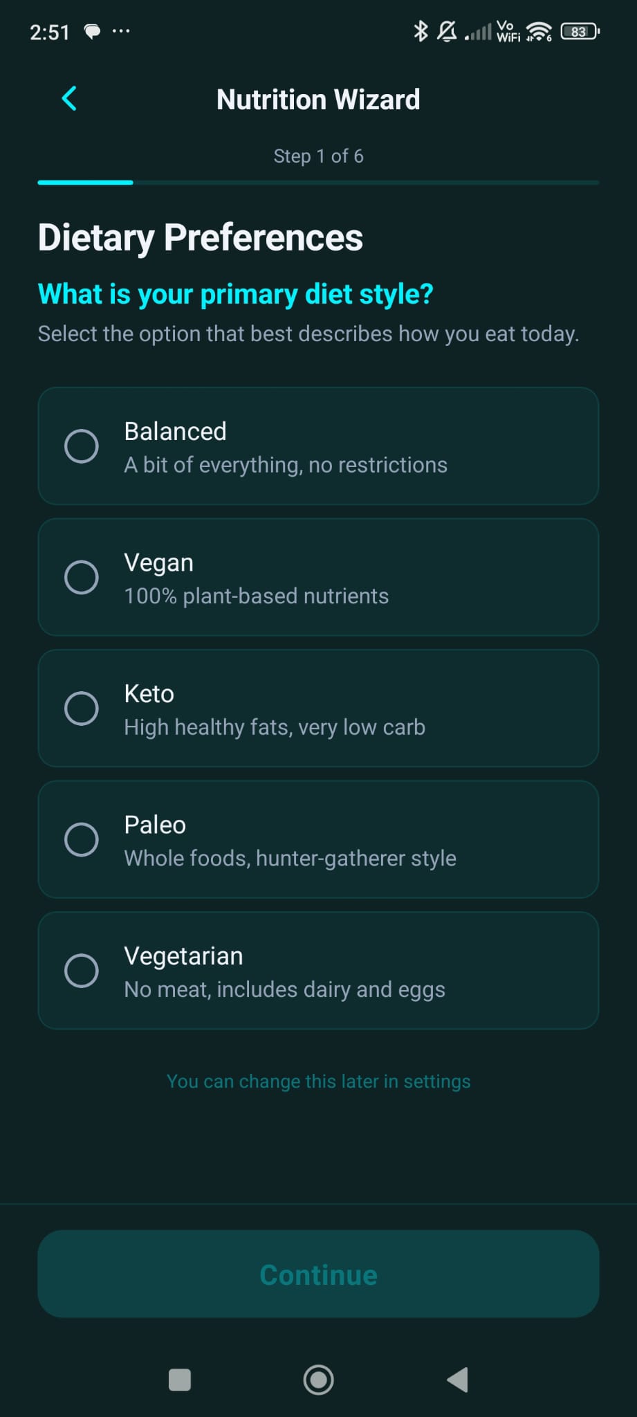 Nutrition Wizard — Diet Preferences